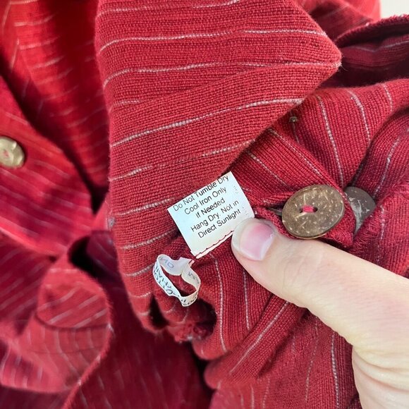 Yasuko Kurisaka Womens‎ Red Lagenlook Striped Button-Up Jacket- L - Picture 7 of 9